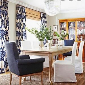 Blue and White Ikat Curtain Panels (2)